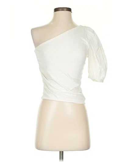 Pre-owned French Connection Short Sleeve Top Ivory One Shoulder Neckline Tops