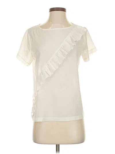 Pre-owned French Connection Short Sleeve Top Ivory Ruffles Neckline Tops