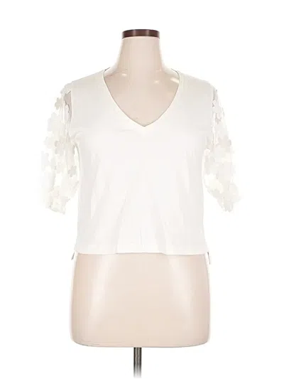 Pre-owned French Connection Short Sleeve Top Ivory V Neck Tops In White
