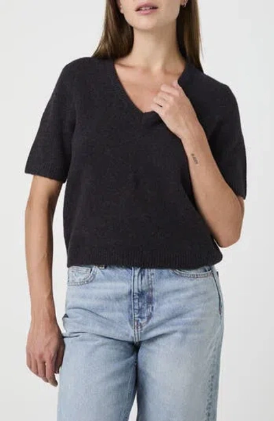 French Connection Short Sleeved V Neck Sweater In Blue