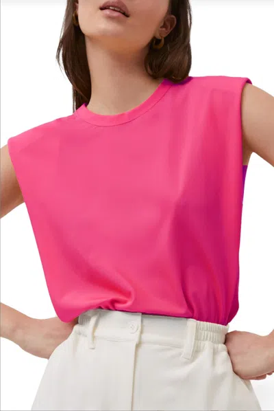 French Connection Shoulder Pad Crepe Tank In Wild Rosa In Multi