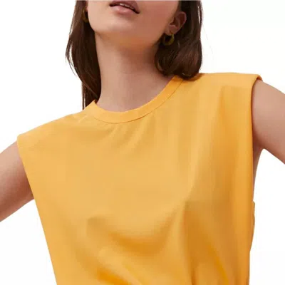 French Connection Shoulder Pad Crepe Top In Yellow