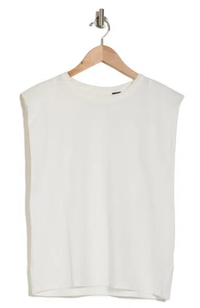 French Connection Shoulder Pad Sleeveless Jersey Tank In Summer White