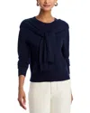 French Connection Sleeve Scarf Sweater In Marine