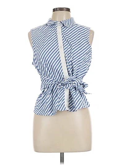 Pre-owned French Connection Sleeveless Button Down Shirt In Blue