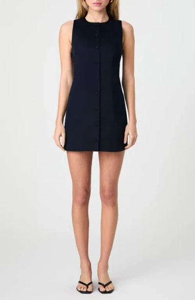 French Connection Sleeveless Cotton Sateen Minidress In Blue