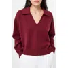 French Connection Sloane Johnny Collar Pullover In Burgundy