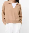 French Connection Sloane Knit Collared Pullover Sweater In Camel Melange In Brown