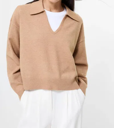 French Connection Sloane Knit Collared Pullover Sweater In Camel Melange In Brown