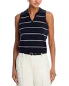 French Connection Sloane Knit Collared Sleeveless Top In Navy In Blue