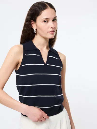 French Connection Sloane Knit Collared Top  Tops In Blue