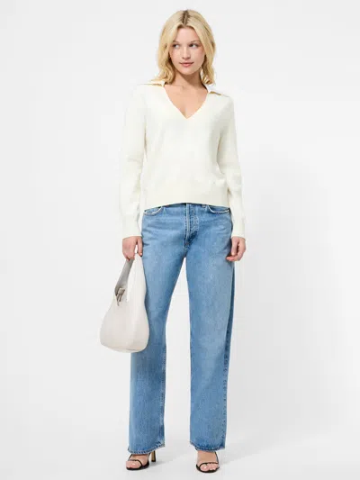 French Connection Sloane Knit Pearl Collared Sweater  Knitwear In White