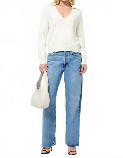French Connection Sloane Knit Pearl Collared Sweater In Porcelain Cream In Neutral