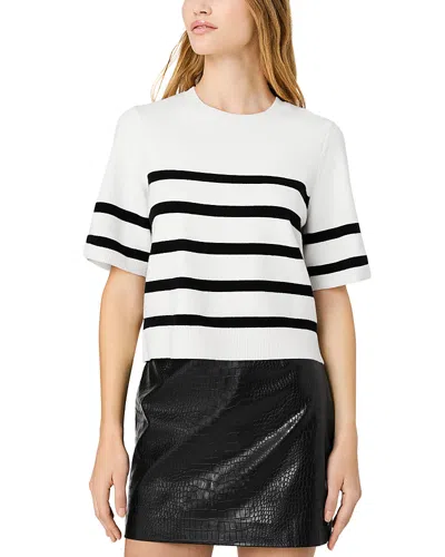 French Connection Sloane Knit Short Sleeve Stripe Top In White