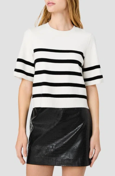 French Connection Sloane Stripe Short Sleeve Sweater In White