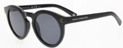 French Connection Smoke Round Ladies Sunglasses 10270175.cgr Blksmk In Black
