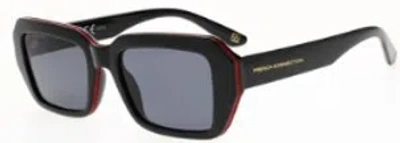 French Connection Smoke Square Ladies Sunglasses 10270164.cgr Grnsmk In Black