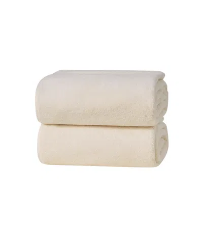 French Connection Solid Dobby 2-pc. Bath Sheet Set, 33" X 63" In Whisper White