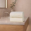 French Connection Solid Dobby Bath Sheets In White