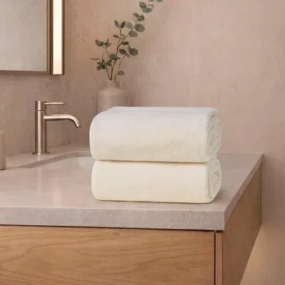 French Connection Solid Dobby Bath Sheets In Whisper White