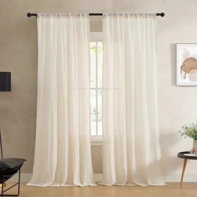 French Connection Solid Semi-sheer Curtain Panels In Natural