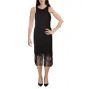 French Connection Solle Womens Fringe Midi Bodycon Dress In Black