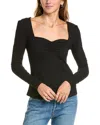 French Connection Sonya Ribbed Top In Black