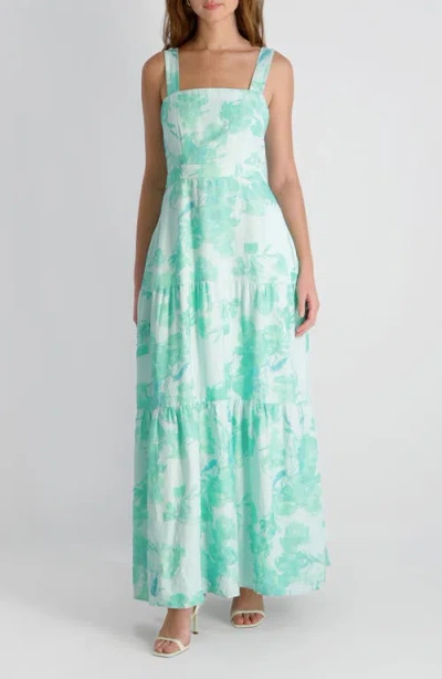 French Connection Cooper Linen Sophie Fleur Maxi Dress In Green