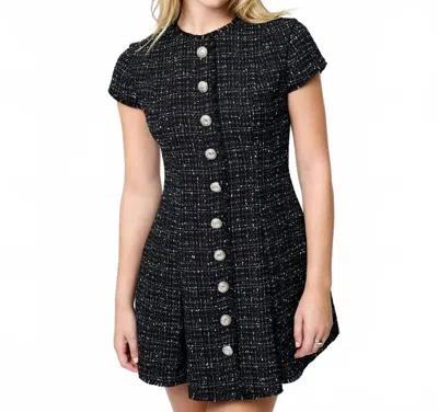 French Connection Speckled Tweed Dress In Black-white