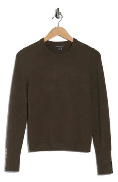 French Connection Split Cuff Crop Sweater In Green