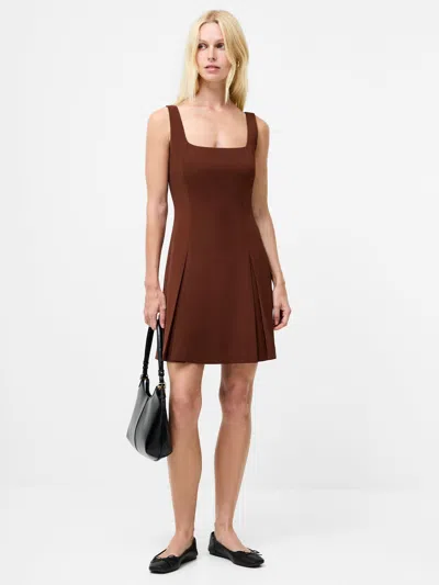 French Connection Square Neck Fit & Flare Mini Dress  Dresses In Brown