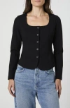 French Connection Square Neck Long Sleeve Ponte Top In Black