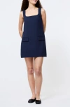 French Connection Whisper Square Neck Mini Dress In Blue