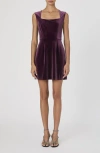 French Connection Square Neck Stretch Velvet Minidress