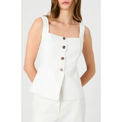 French Connection Lightweight Twill Square Neck Sleeveless Top In White