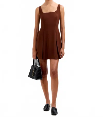French Connection Square Nk Inverted Mini Dress In Chocolate In Brown
