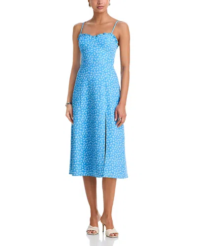 French Connection Stacey Floral Print Sleeveless Midi Dress In Blue