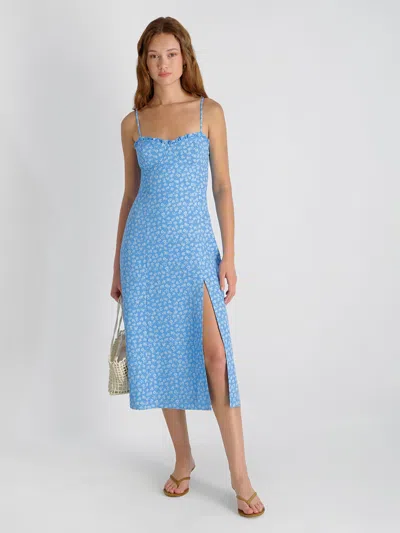 French Connection Stacey Floral Print Sleeveless Midi Dress In Blue