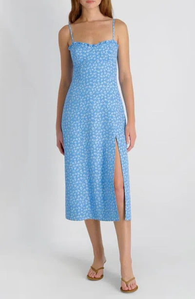 French Connection Stacey Floral Print Sleeveless Midi Dress In Blue