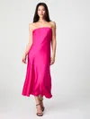 French Connection Oona Satin Strapless Midi Dress In Pink