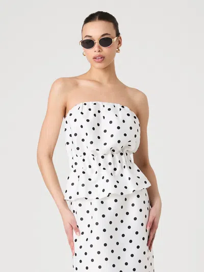 French Connection Strapless Polka Dot Peplum Top  Tops