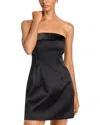 French Connection Satin Strapless Minidress In Black