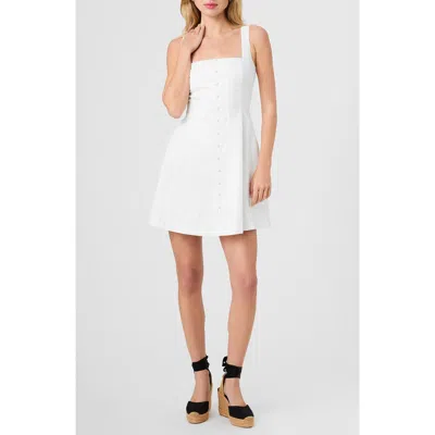 French Connection Stretch Cotton Sateen Button-up Minidress In White