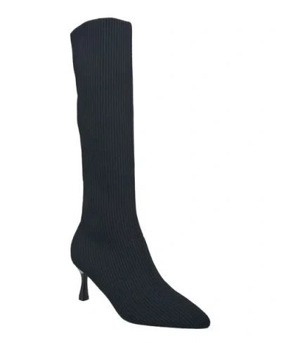 French Connection Stretch Knit Knee High Boot In Metallic