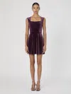 French Connection Square Neck Stretch Velvet Minidress In Purple
