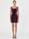French Connection Square Neck Stretch Velvet Minidress In Red