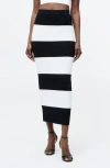 French Connection Stripe Knit Skirt In Black