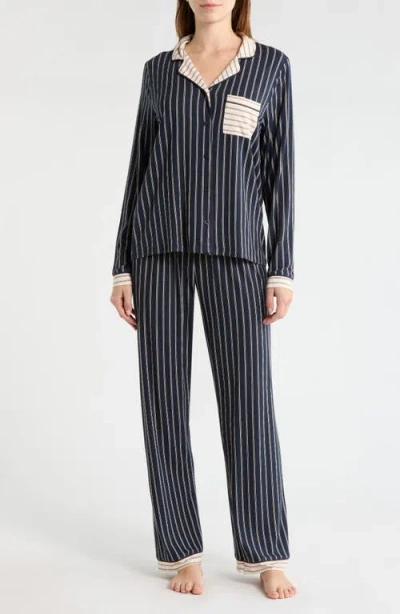 French Connection Stripe Pocket Pajamas In Black