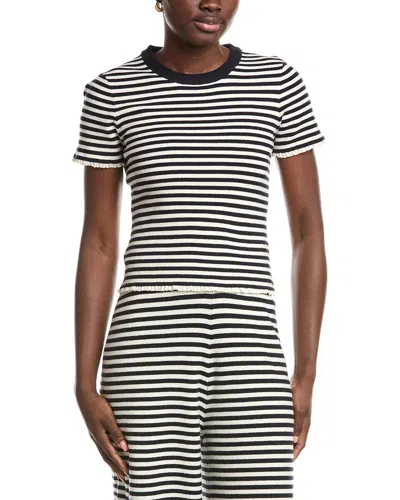 French Connection Stripe Ribbed Top In White