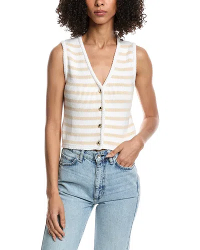 French Connection Stripe V Neck Cardigan In White